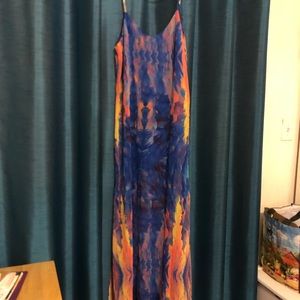 Lulus Watercolors Royal Blue Print Maxi Dress